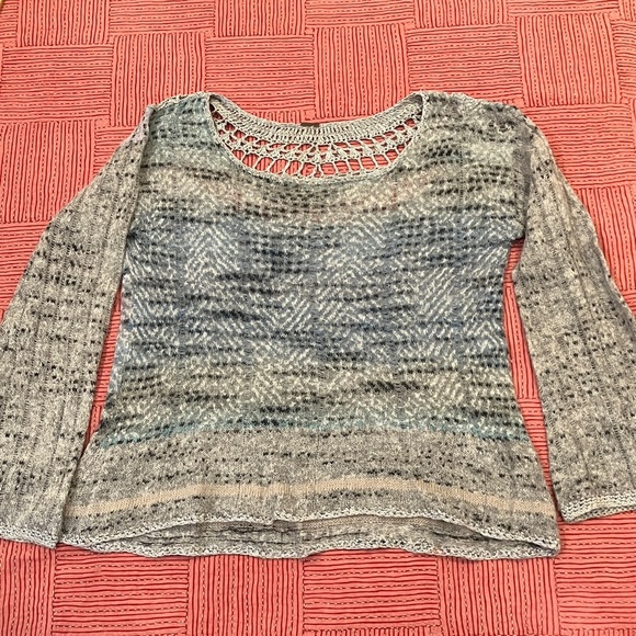 Free People Sweaters - Free People mohair blend crochet Gray / Blue Knit Sweater